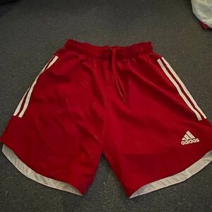 Red adidas shorts